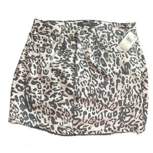 NEW Hudson Viper black & white leopard animal print denim mini skirt size 30